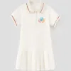 Girls' short-sleeved pleated polo dress with scalloped embroidery Rabity 950.073
