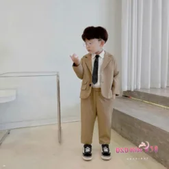 Party vest set for boys includes 4 details: vest, long pants, white shirt, tie S14 _ Beekids