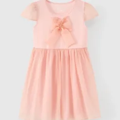 Rabity short-sleeved chiffon dress with bow for girls 950.076