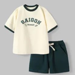 Saigon Boys Cream Green Loose Form T-Shirt Set